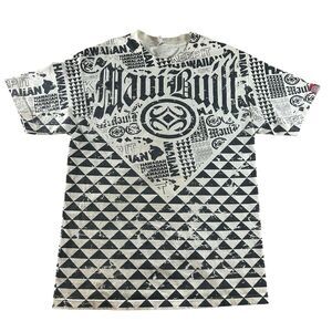 Vintage Y2K Maui Built Graphic Shirt Mens Large Tribal AOP Hawaiian Streetwear